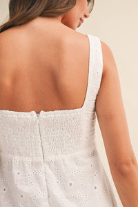 Eyelet Mini Dress - White