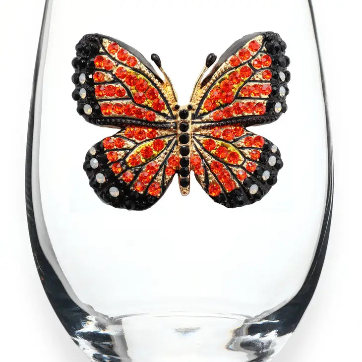 Jeweled Stemless Wine Glass - Monarch