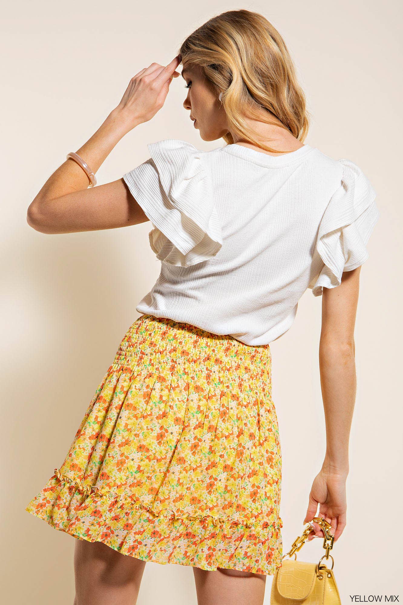 Chiffon Floral Mini Skirt - Yellow – Karden Lane