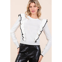 Ruffle Knit Sweater - Ivory