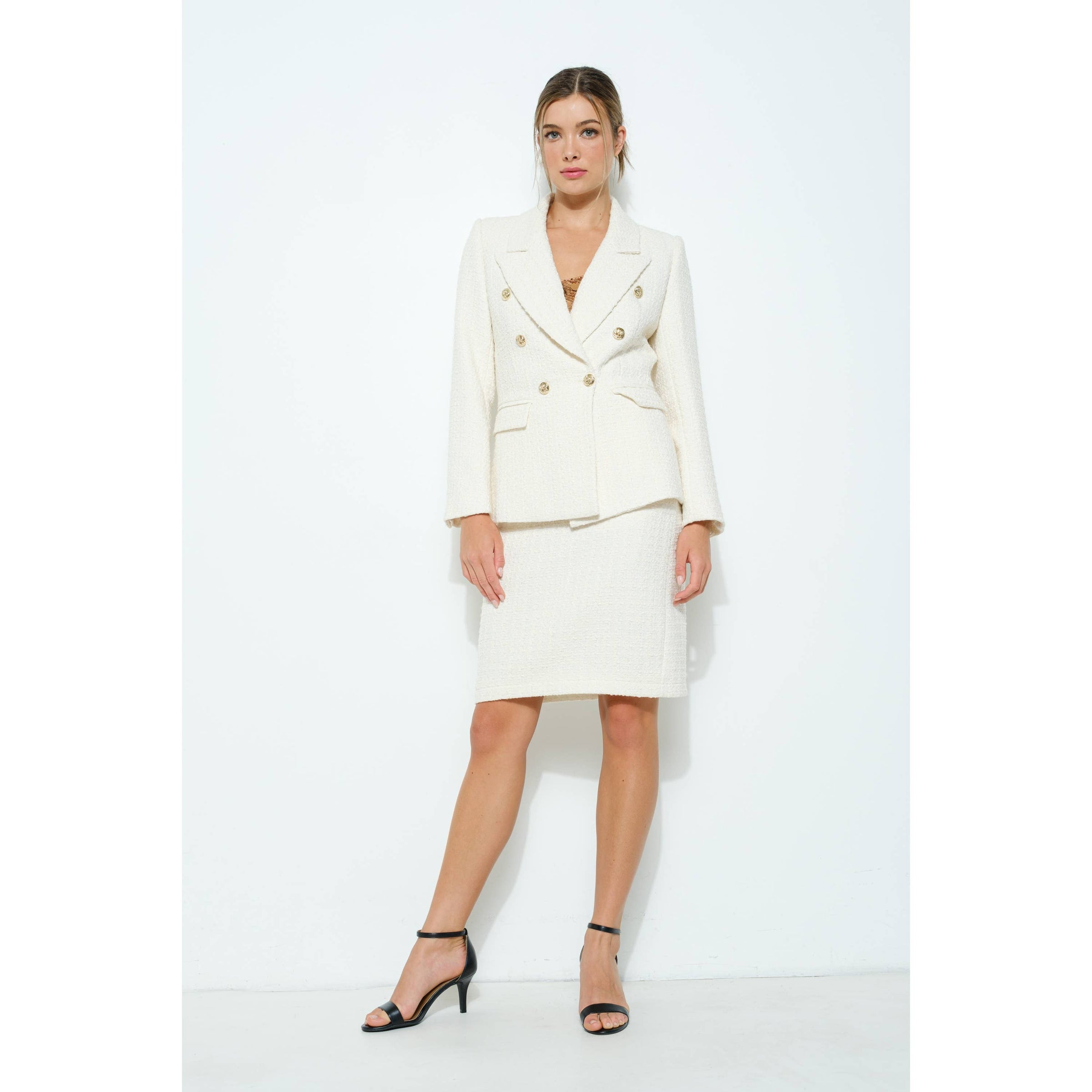 Natasha Tweed Blazer - Ivory