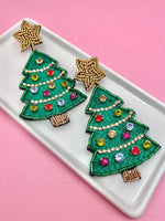 Rhinestone Christmas Tree Earrings