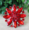 Rhinestone Flower Brooch - Red