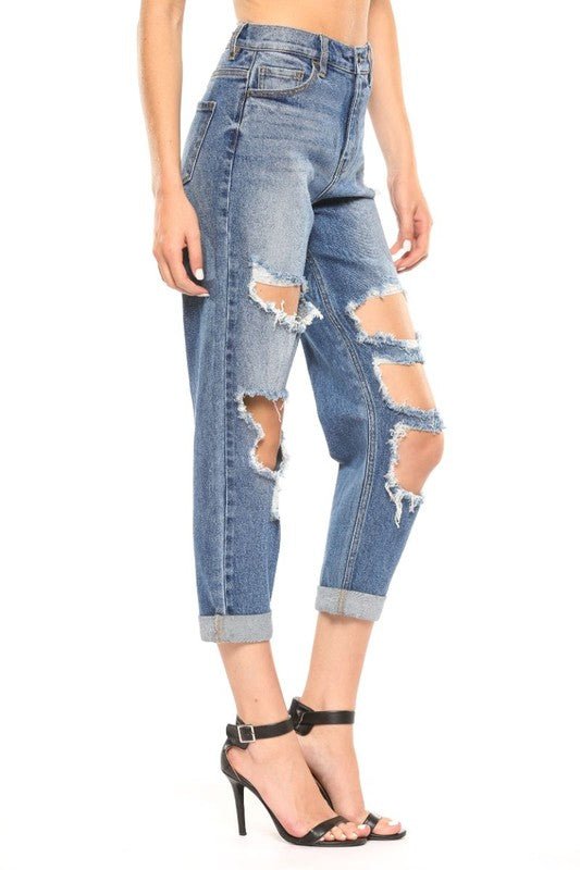 ONE LEFT!!! Distressed Mom Jeans
