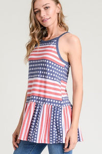 Stars And Stripes Peplum Top