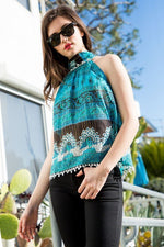 THML Paisley Pom Halter Top