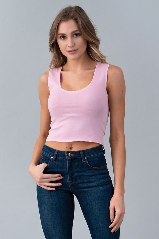 Cropped Tank Top with edge stitch
