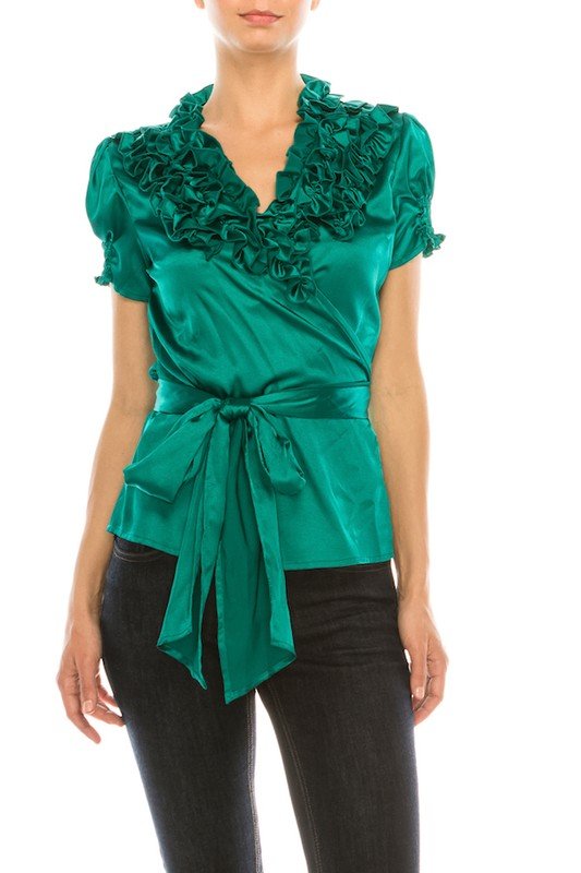 Ruffle Wrap Blouse