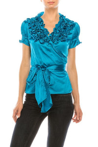 Ruffle Wrap Blouse