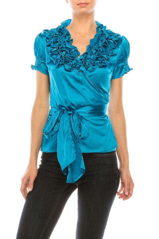 Ruffle Wrap Blouse