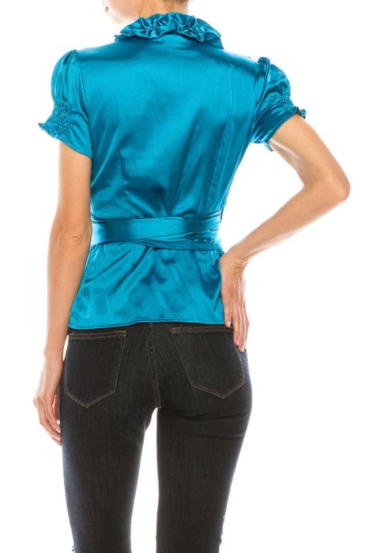 Ruffle Wrap Blouse