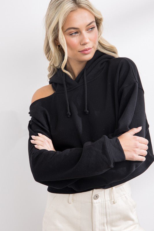 Hailey Cropped Cut Out Hoodie