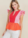 Color Block Peplum Blouse