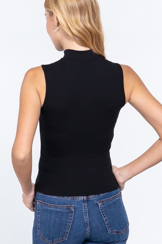 Ribbed Mock Neck Top