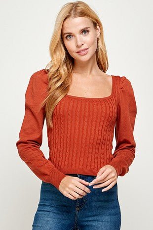 Cropped Square Neck Sweater