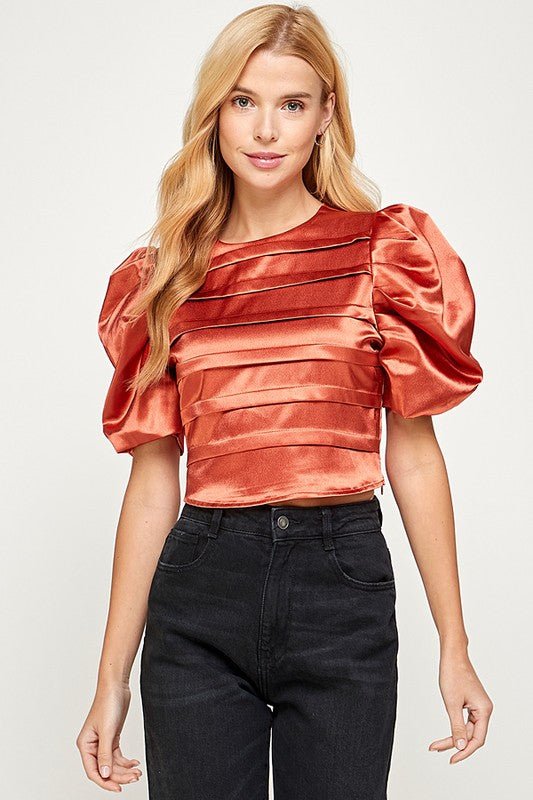 Satin Puff Sleeve Blouse