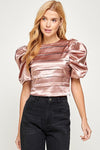 Satin Puff Sleeve Blouse