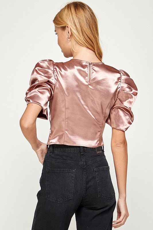 Satin Puff Sleeve Blouse