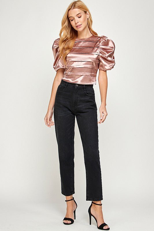 Satin Puff Sleeve Blouse