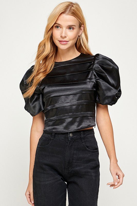 Satin Puff Sleeve Blouse