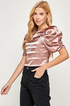Satin Puff Sleeve Blouse