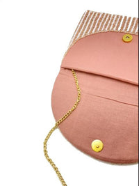 Pink & White Striped Beaded Clutch