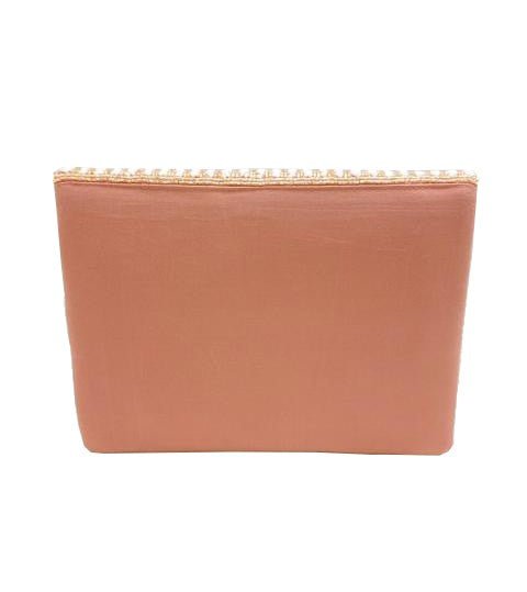 Pink & White Striped Beaded Clutch