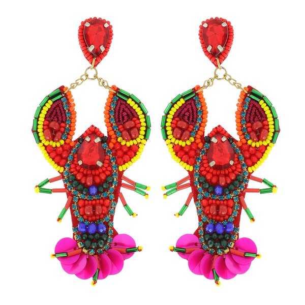 Crawfish Beaded Earrings