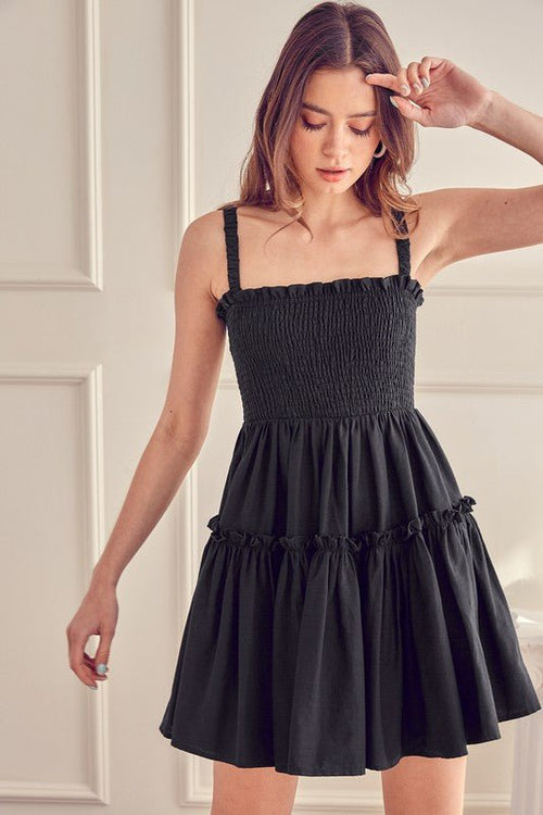 Open Back Mini Dress - Black