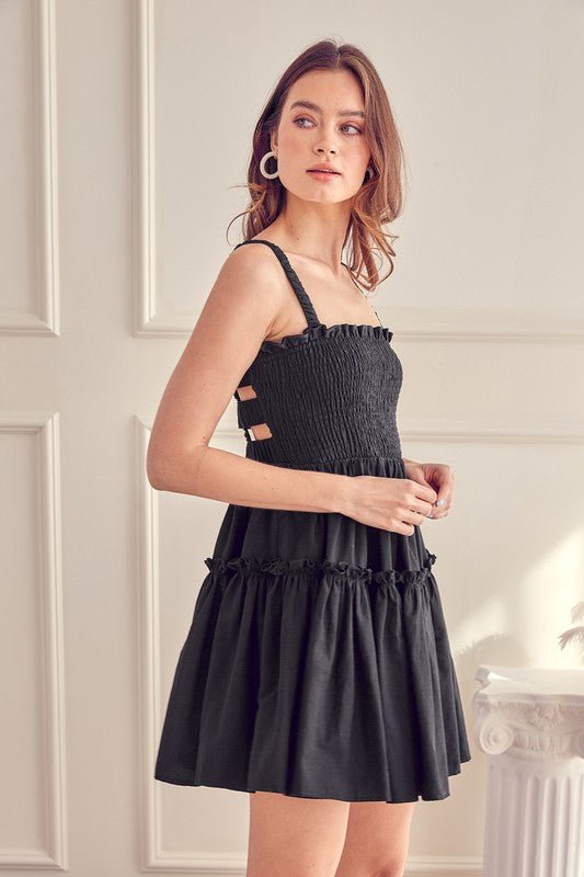 Open Back Mini Dress - Black