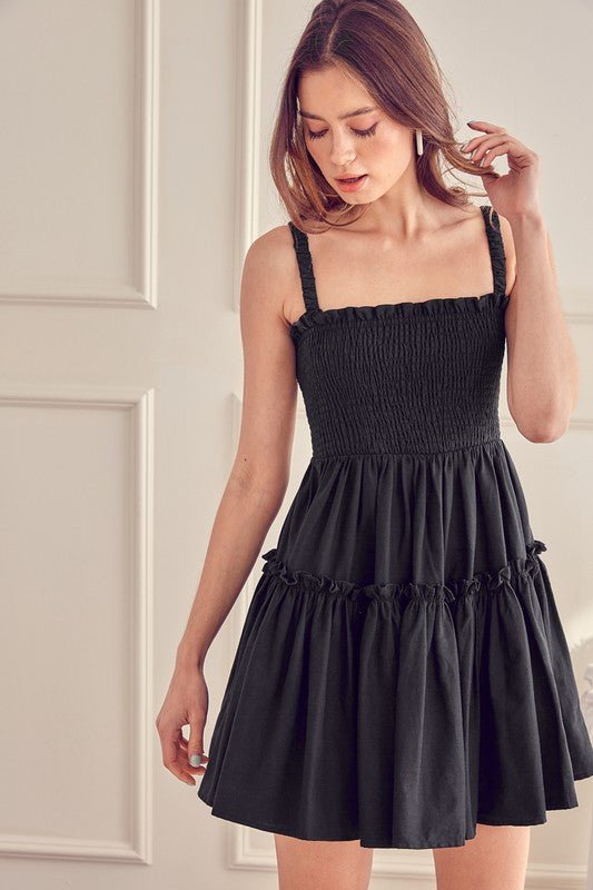 Open Back Mini Dress - Black