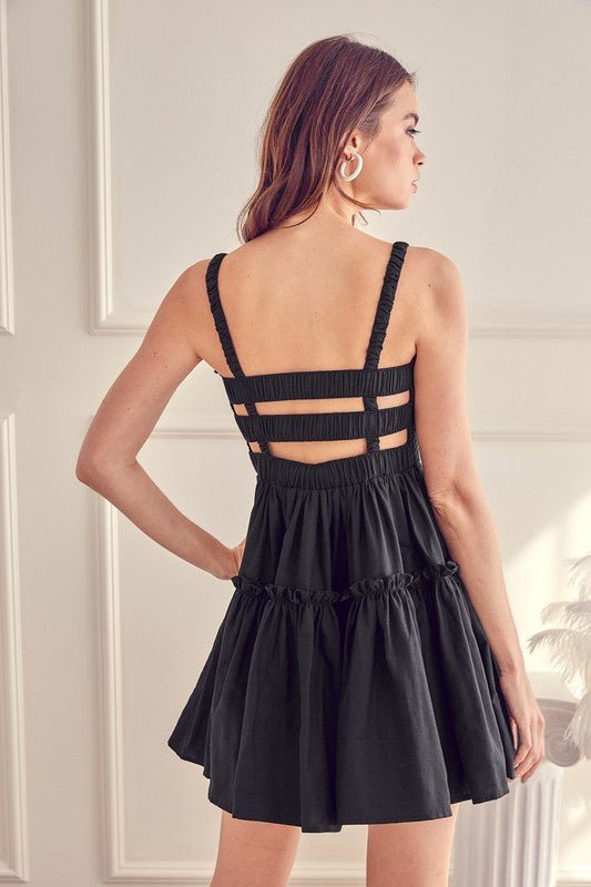 Open Back Mini Dress - Black