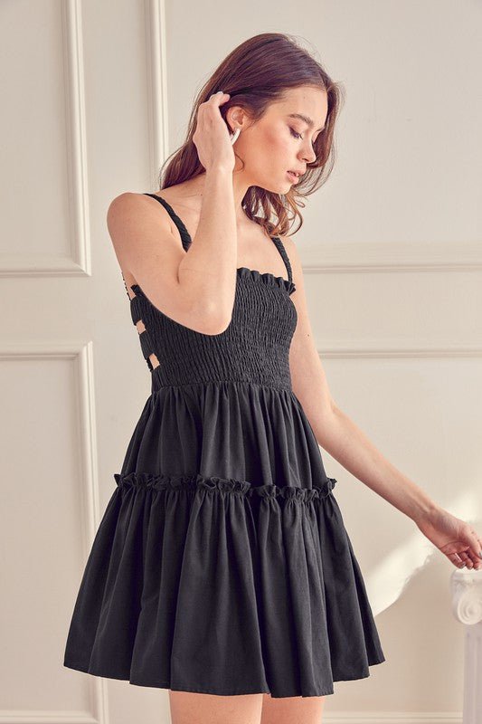 Open Back Mini Dress - Black