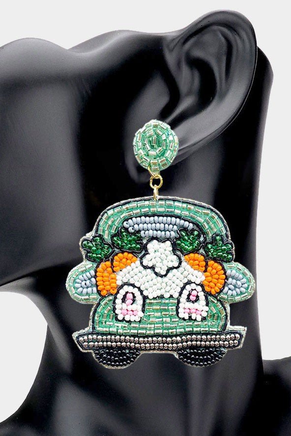 Cotton Tail Easter Beaded Earrings