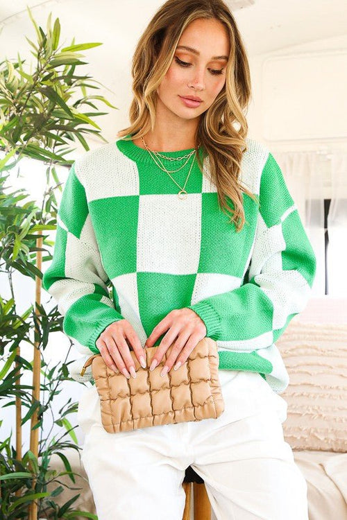 Checkered Knit Sweater