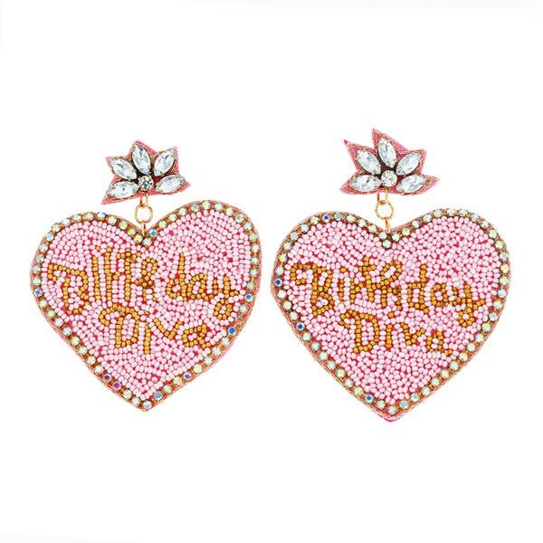 Birthday Diva Beaded Earrings - Pink