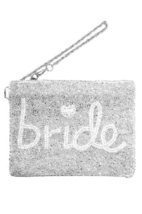 Bride Beaded Wristlet Pouch