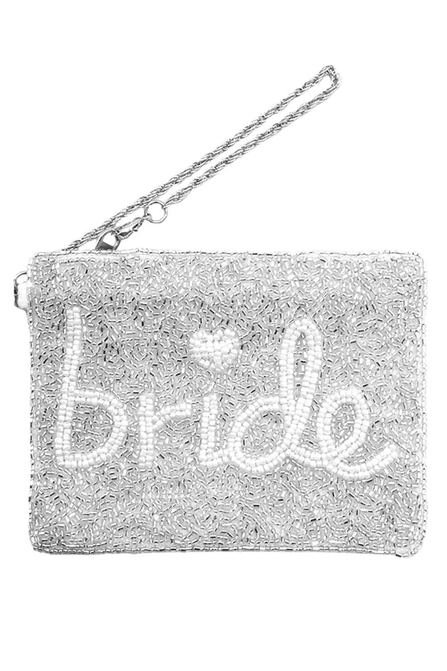 Bride Beaded Wristlet Pouch