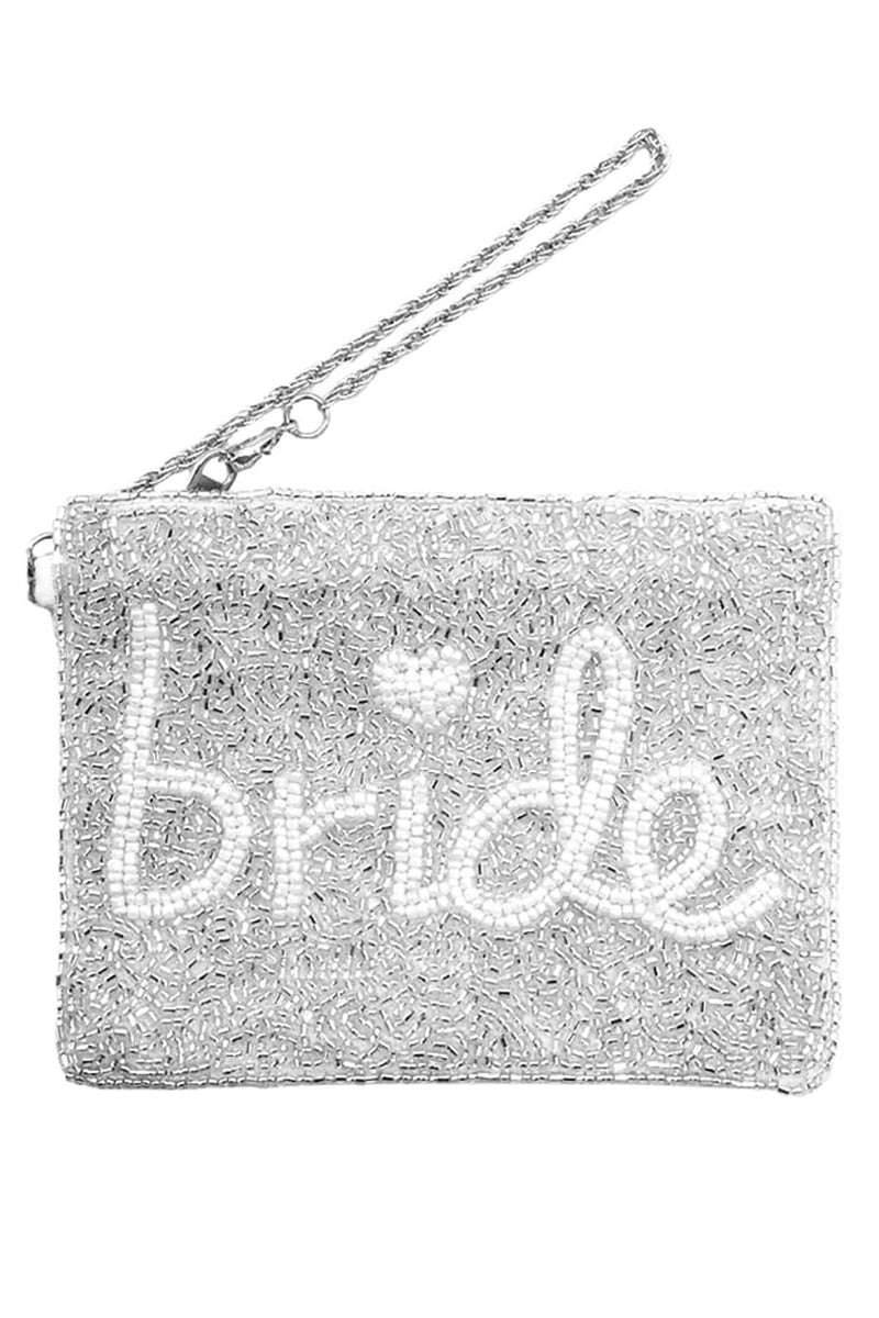 Bride Beaded Wristlet Pouch