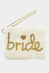 Bride Beaded Wristlet Pouch