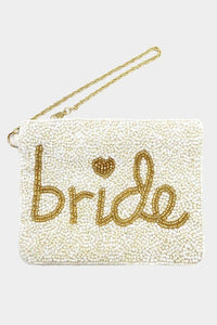 Bride Beaded Wristlet Pouch