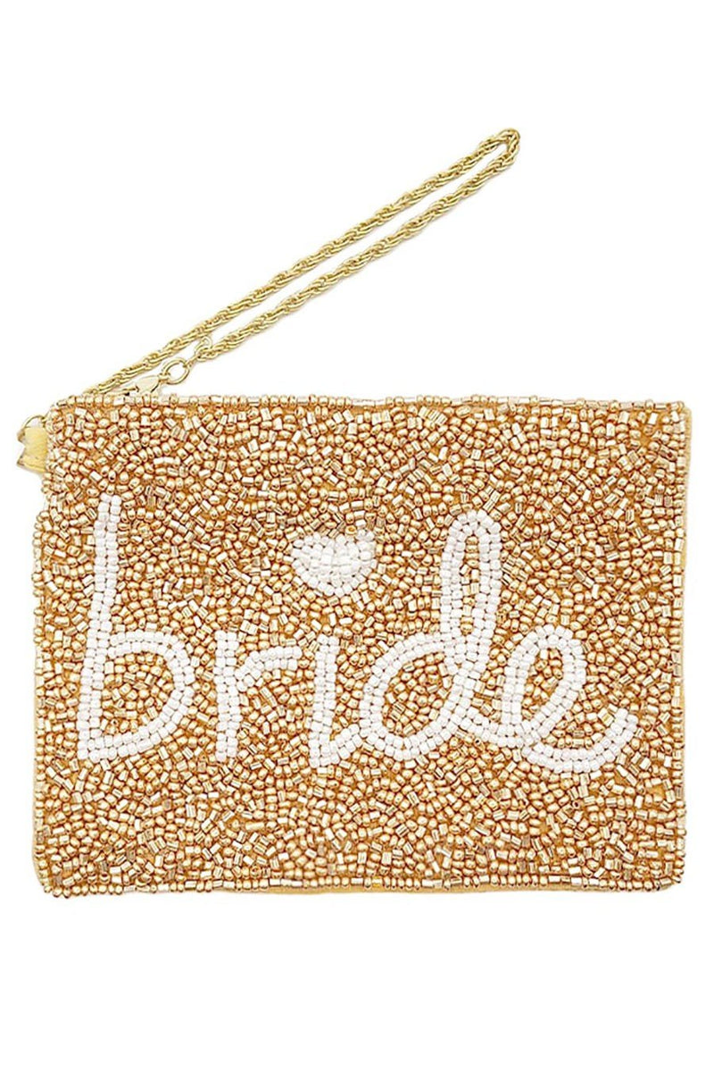 Bride Beaded Wristlet Pouch