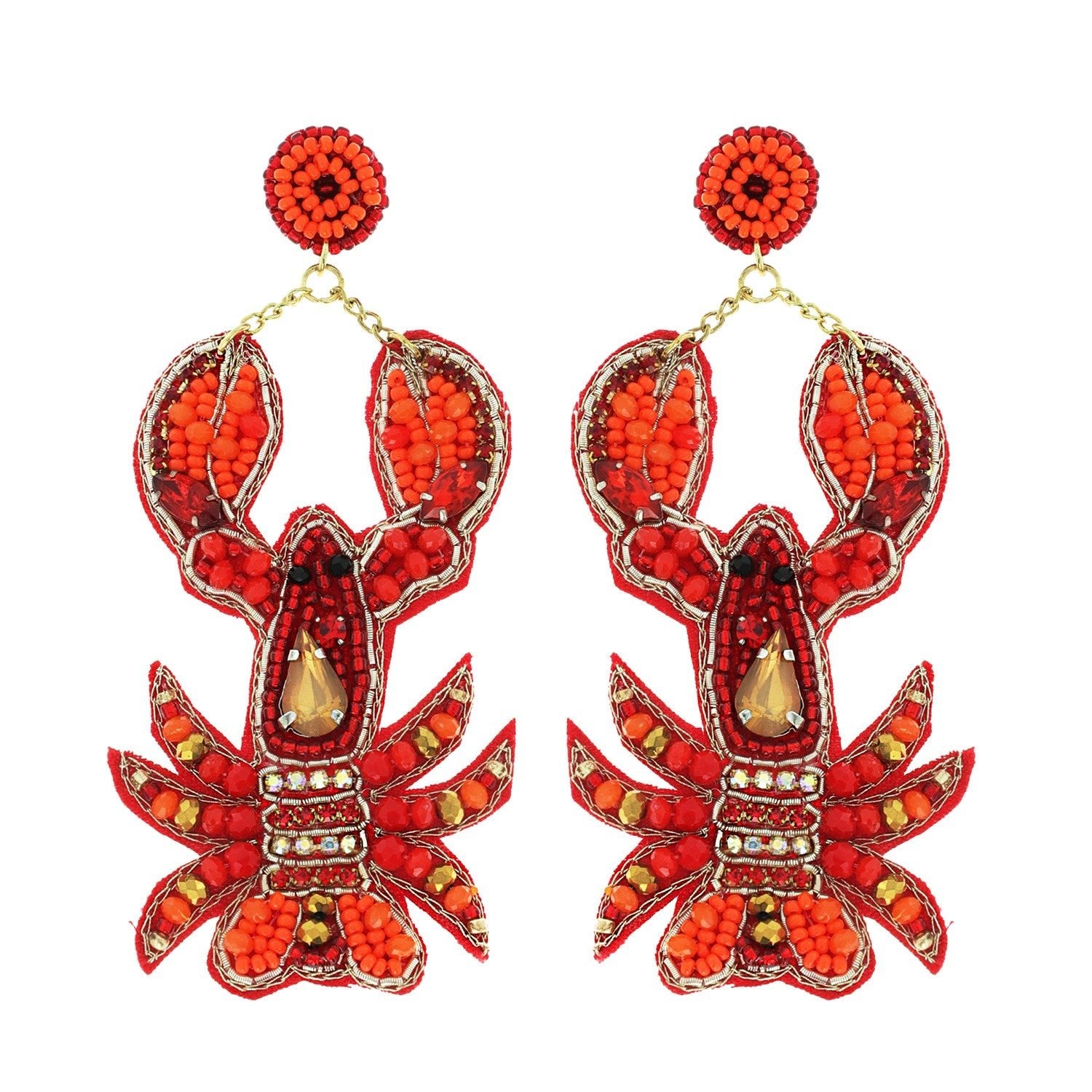 Crawfish Beaded Earrings