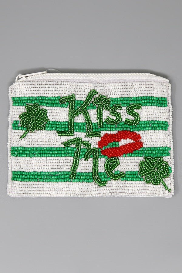 Kiss Me Seed Bead Coin Purse