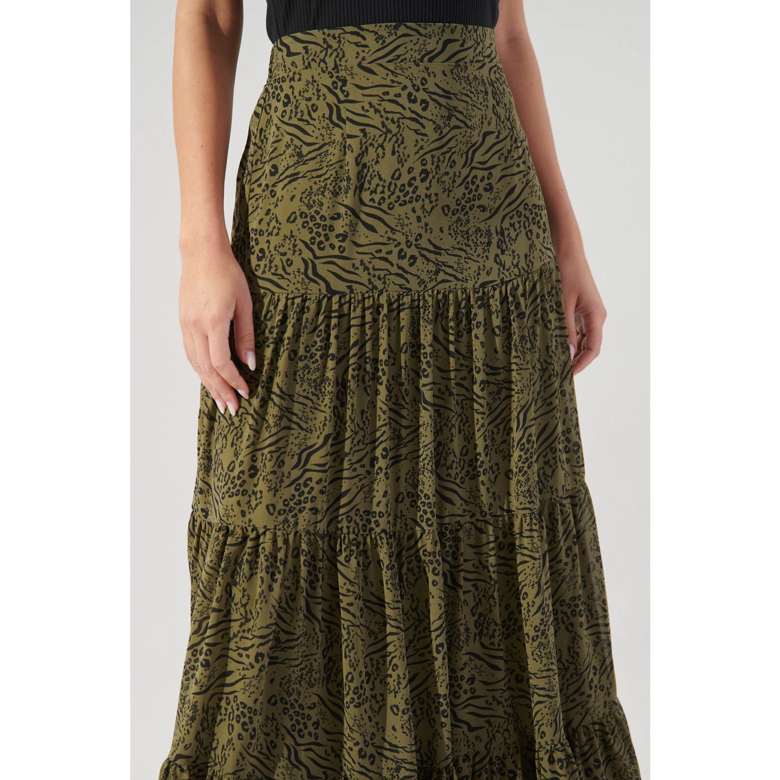 Leonna Leopard Tiered Skirt