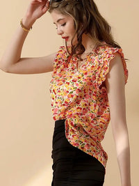 Floral Ruffle Sleeve Blouse