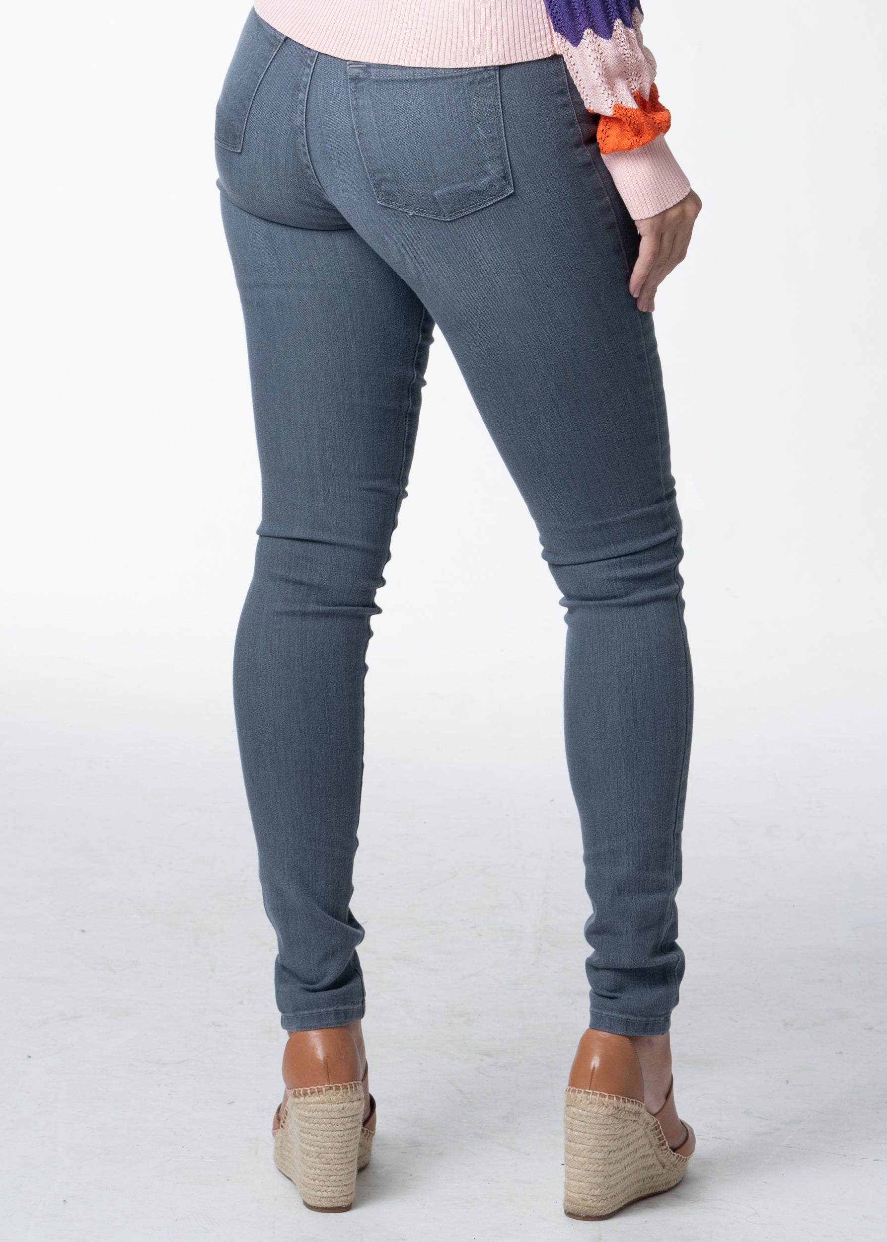 High Rise Grey Denim Skinny Jean
