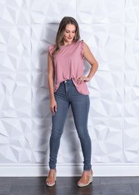 High Rise Grey Denim Skinny Jean