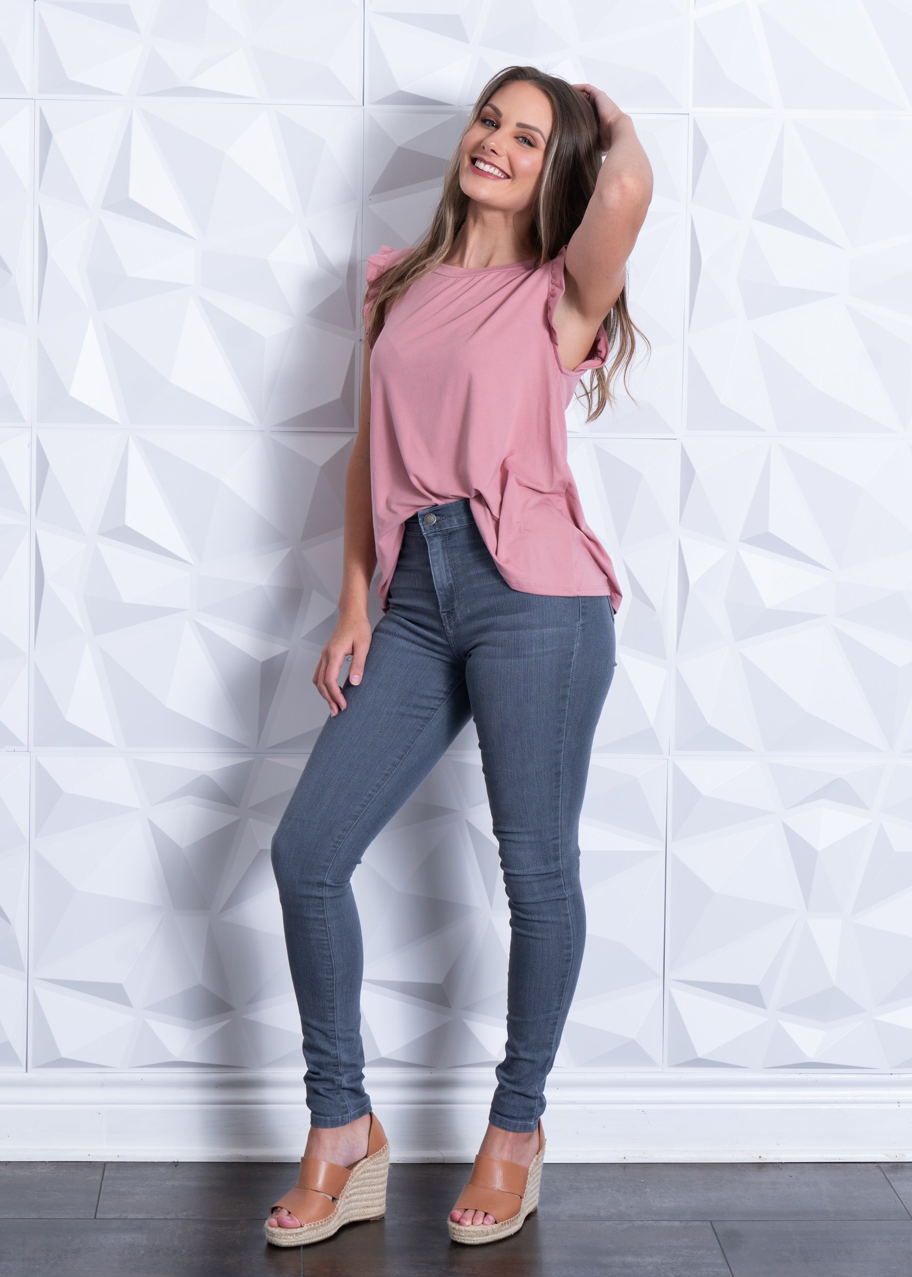 High Rise Grey Denim Skinny Jean