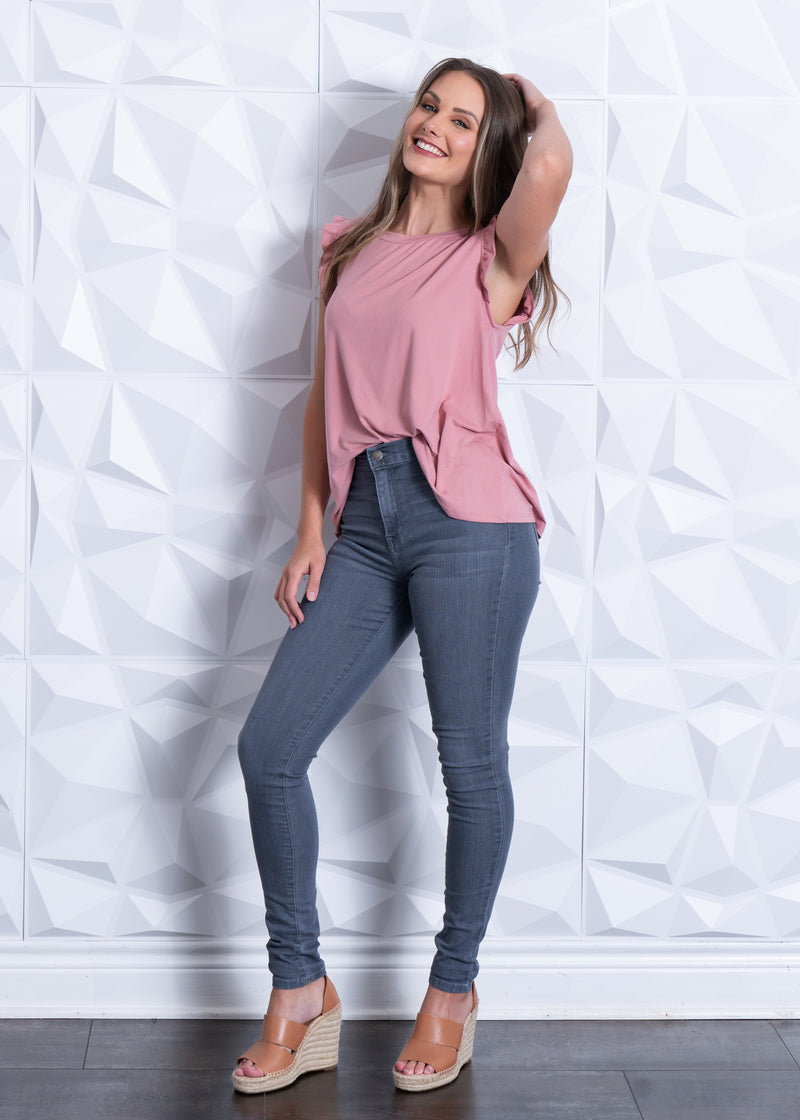 High Rise Grey Denim Skinny Jean